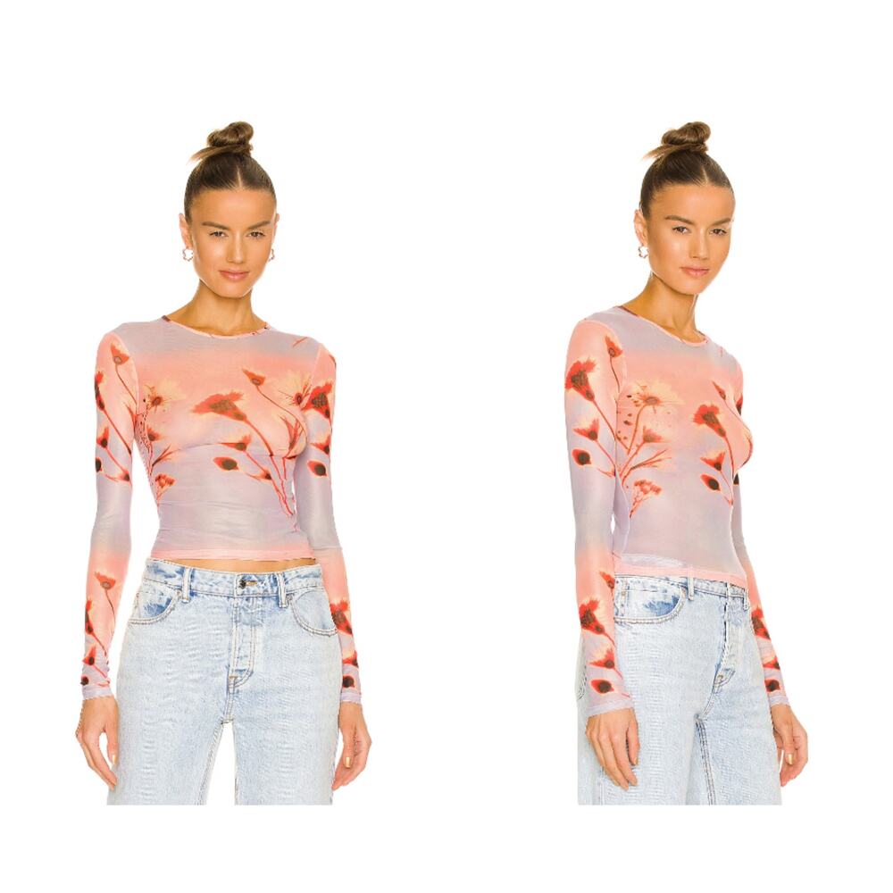 Miaou Power Mesh Long Sleeve Tee in Sunrise